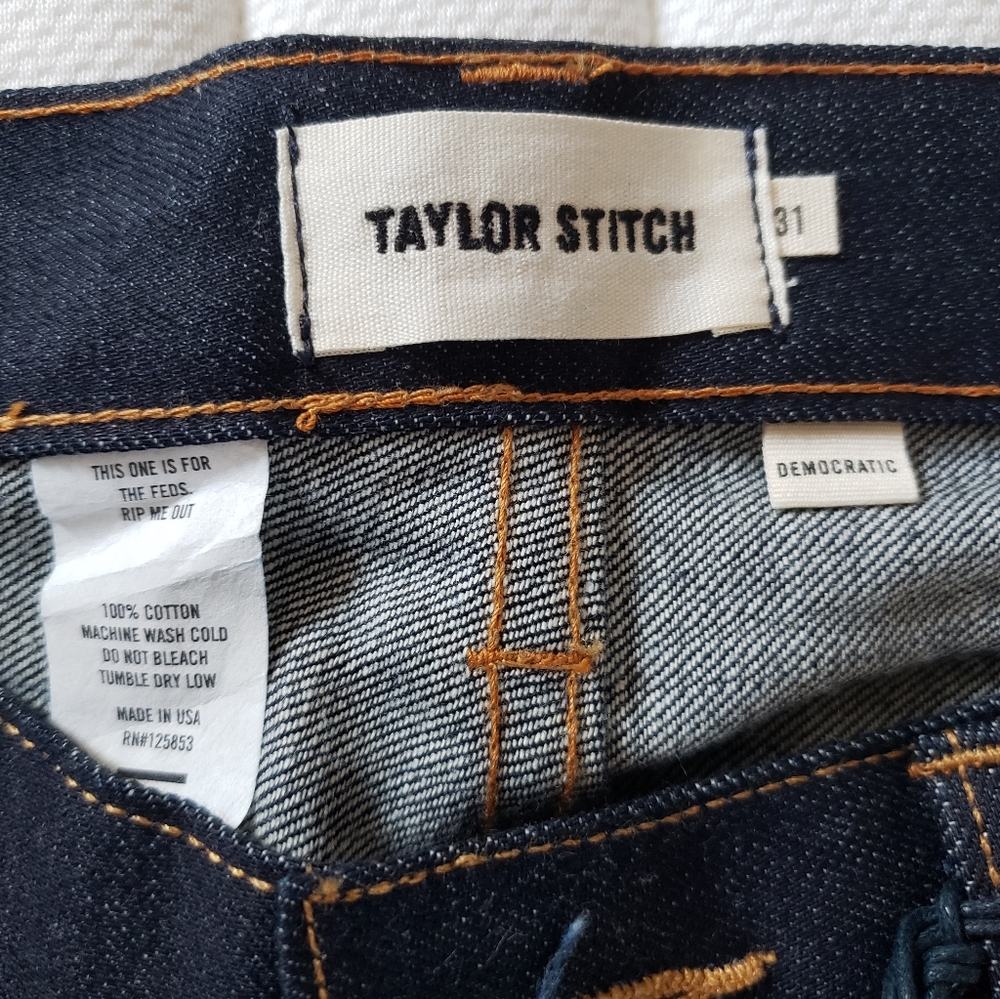 Taylor Stitch (NWT) W31 Democratic Jean in Cone Mills Era Selvage